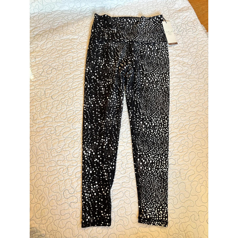 Calia Black and White‎ Spotted High Rise 7/8 Women's Leggings Size Small #656